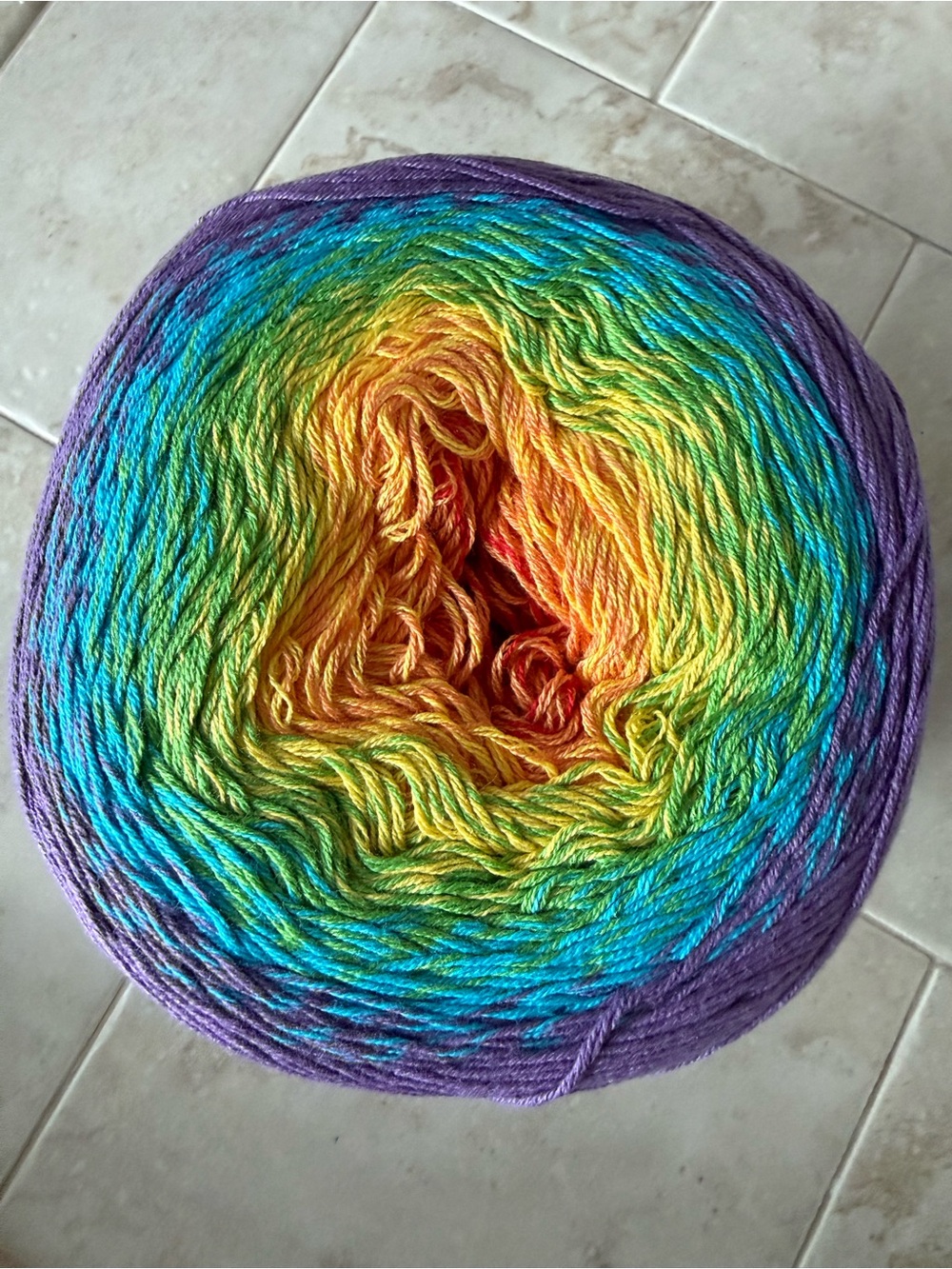 YarnArt FLOWERS Purple/Green/Yellow Yarn Cake - Picture 1 of 8